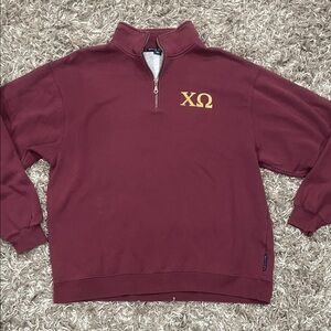 Women's Maroon Quarter-Zip Sweater Chi Omega size large FSU